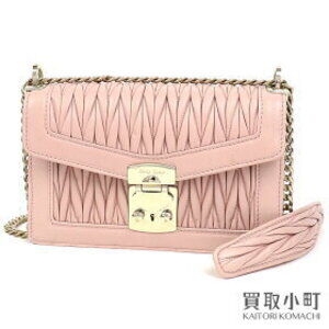 Miu Miu Matelasse Confidential Leather Bag Pink Crossbody Cloquet
